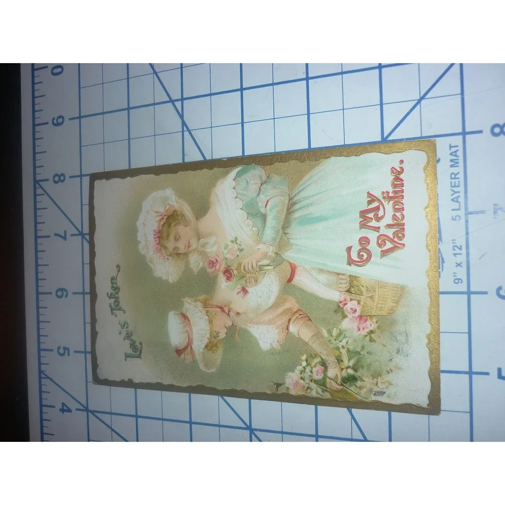 Vintage 1915 Valentine Postcard Love's Token Victorian Women Embossed Germany